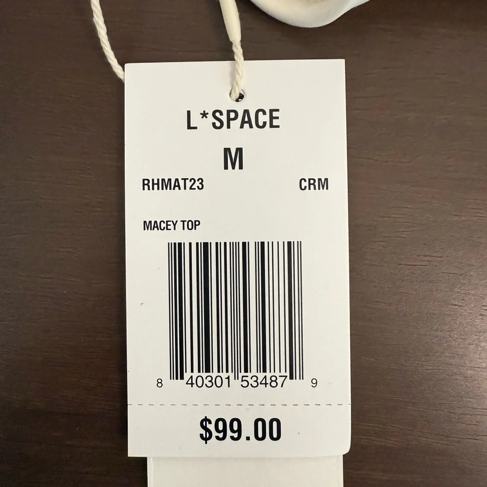 L*SPACE Macey Two Tone with Mesh Bikini Top in‎ Cream and Tan Size M NWT